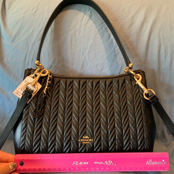 Black quilted coach purse NWT & matching wallet - Picture 5 of 8